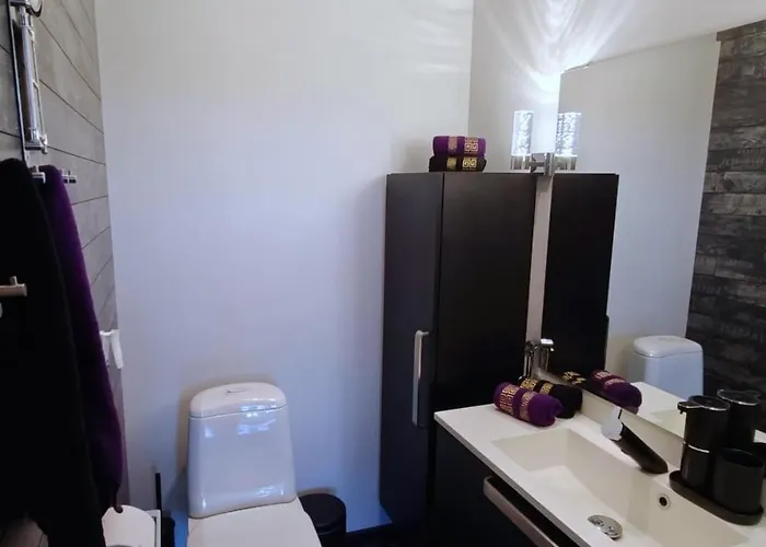 Moderni Perhehuvila Ulkoporealtaalla רובניימי